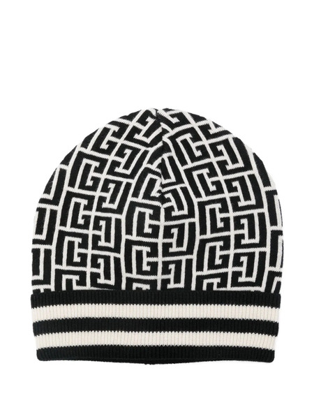  Balmain Kids Monogram Beanie - Black 