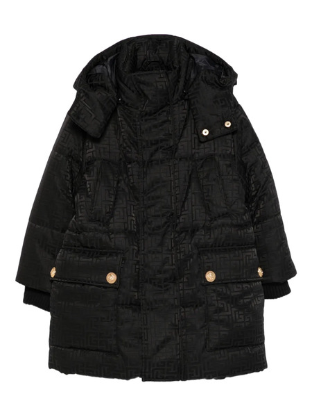  Balmain Kids Monogram Hooded Coat - Black 