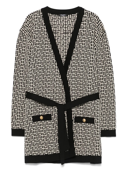  Balmain Kids Monogram-jacquard Coat - Neutrals 