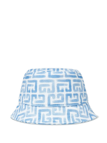  Balmain Kids Monogram-pattern Bucket Hat - White 