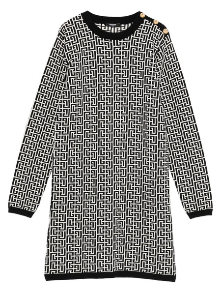  Balmain Kids Monogram-pattern Dress - Black 