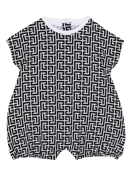  Balmain Kids Monogram Romper - White 