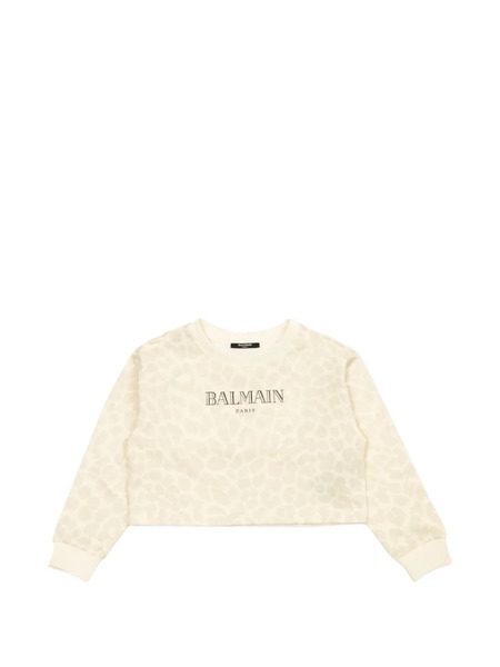  Balmain Kids Pattern Crop Sweater - Neutrals 