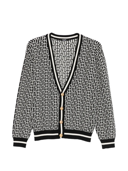  Balmain Kids Patterned Button Cardigan - Black 