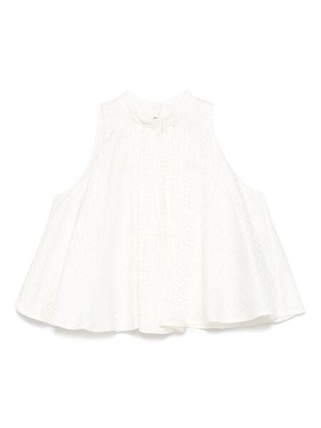  Balmain Kids Patterned-jacquard Blouse - White 