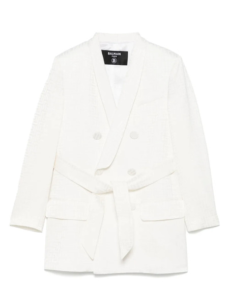  Balmain Kids Pb Monogram-jacquard Blazer - White 