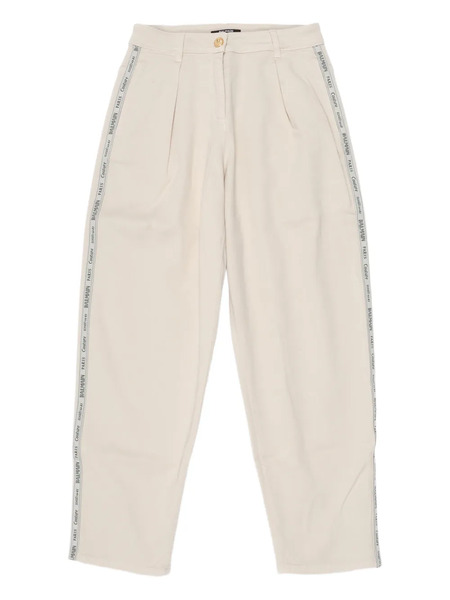  Balmain Kids Pleated Side-stripe Trousers - Neutrals 