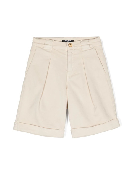  Balmain Kids Pleated Twill Tailored Shorts - Neutrals 