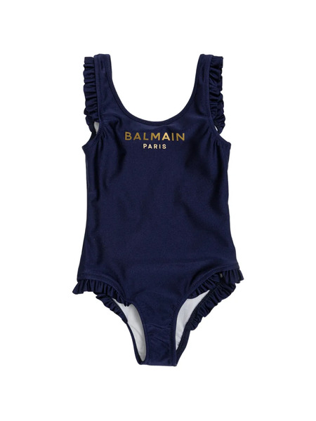  Balmain Kids Ruffled Swimsuit - Blue 