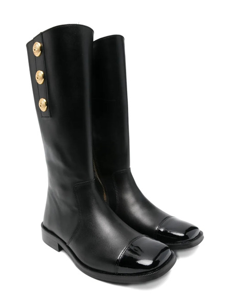  Balmain Kids Studded Leather Boots - Black 