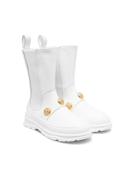  Balmain Kids Studded Leather Boots - White 
