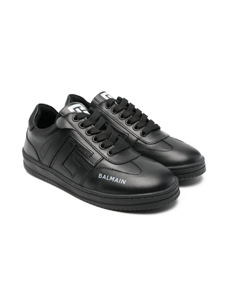  Balmain Kids Swan Leather Sneakers - Black 