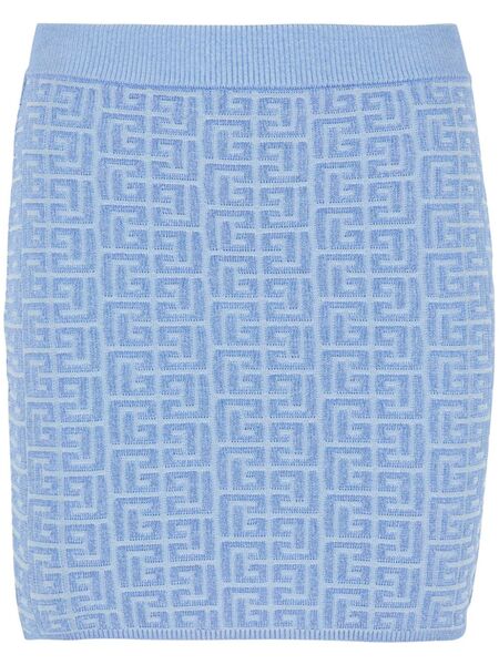  Balmain Labyrinth-jacquard Skirt - Blue 