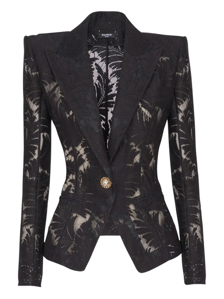  Balmain Lace Fitted Jacket - Black 