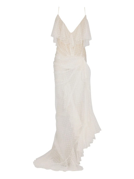  Balmain Lace-panel Maxi Dress - White 