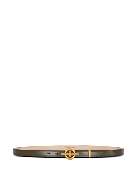  Balmain Leather T-bar Belt - Green 