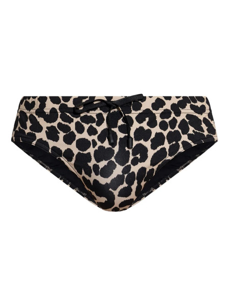  Balmain Leopard-print Drawstring Swim Trunks - Neutrals 
