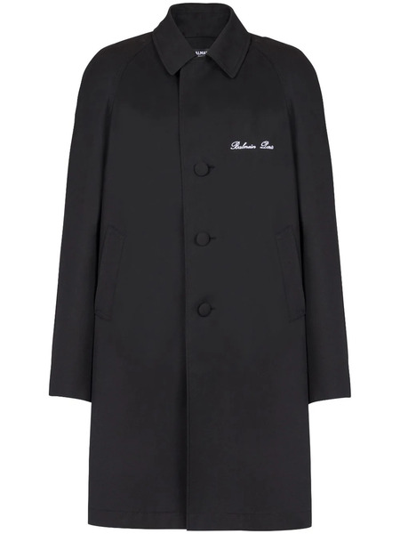  Balmain Logo-embroidered Single-breasted Coat - Black 