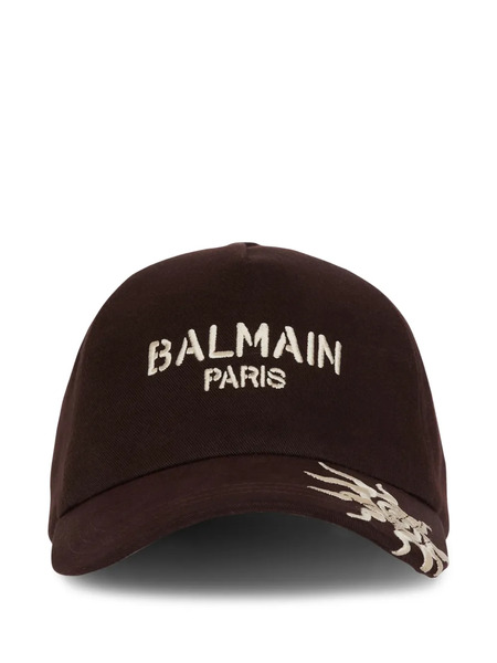  Balmain Logo-embroidery Baseball Cap - Brown 
