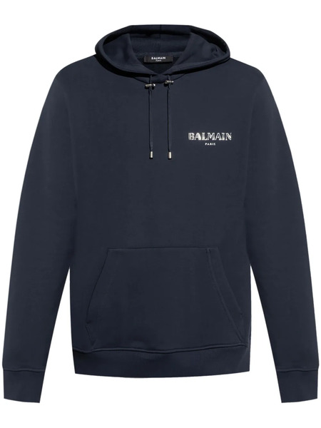  Balmain Logo-graphic Drawstring Hoodie - Blue 