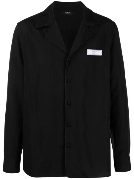  Balmain Logo-patch Long Sleeve Shirt - Black 
