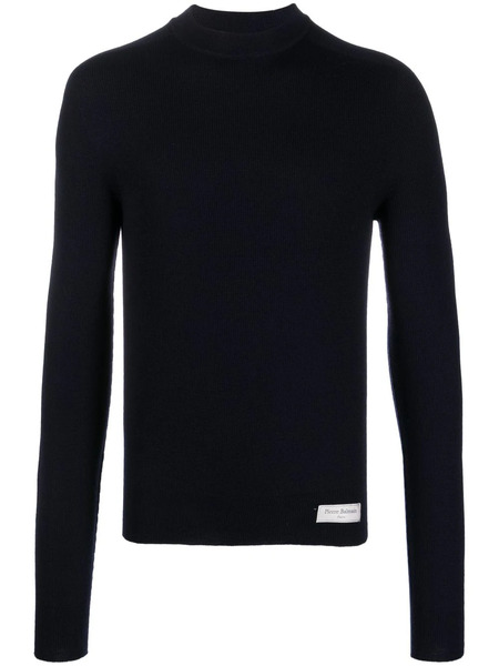  Balmain Logo-patch Merino Wool Jumper - Blue 