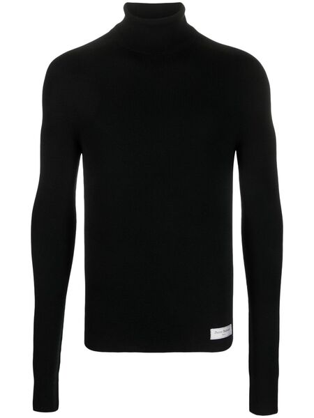  Balmain Logo-patch Ribbed-knit Jumper - Black 