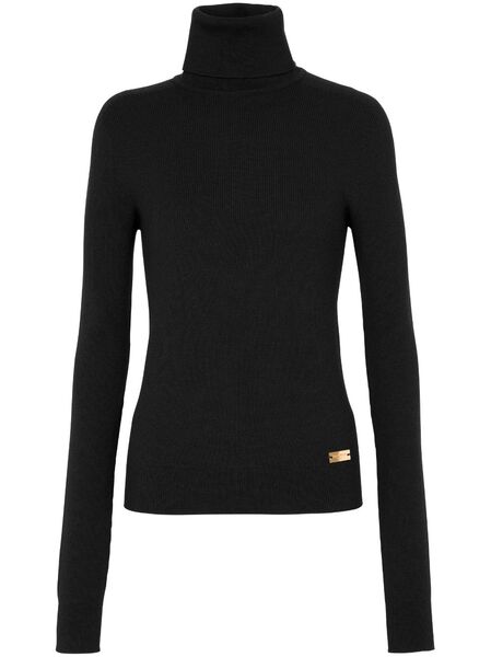  Balmain Logo-plaque Wool Jumper - Black 