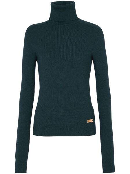 Balmain Logo-plaque Wool Jumper - Green 