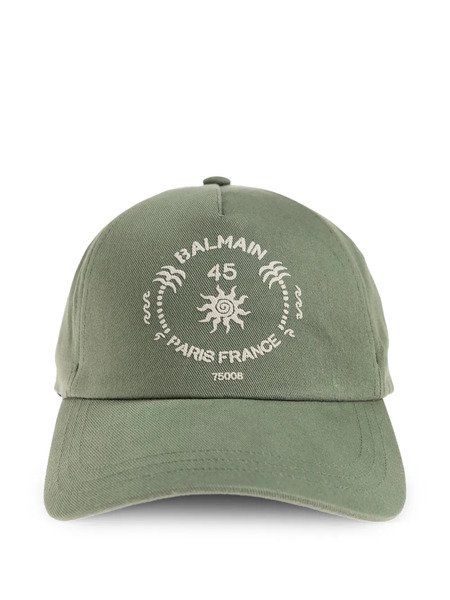  Balmain Logo Print Cap Hat - Green 