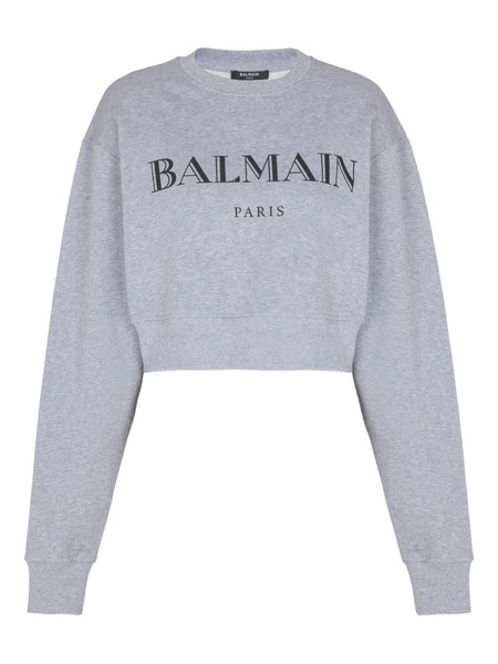  Balmain Logo-print Crew-neck Sweatshirt - Grey 