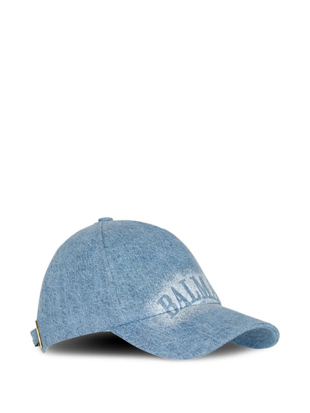  Balmain Logo-print Denim Cap - Blue 