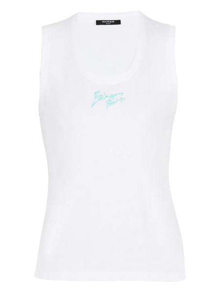  Balmain Logo-print Tank Top - White 