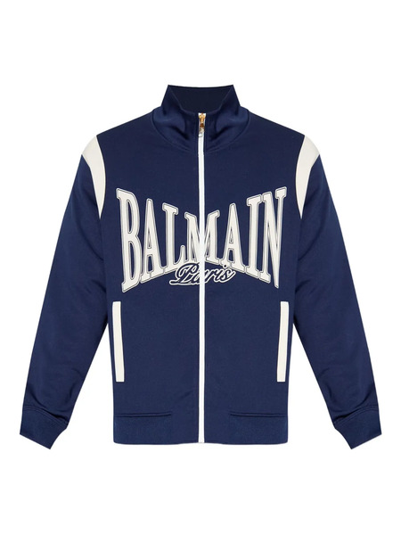  Balmain Logo-print Zip-up Jacket - Blue 