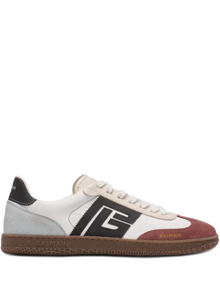 Balmain Logo Suede Sneakers - White 