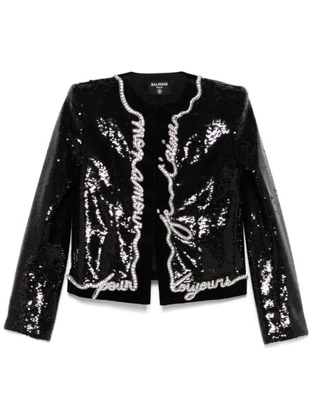  Balmain Love Letter-print Jacket - Black 
