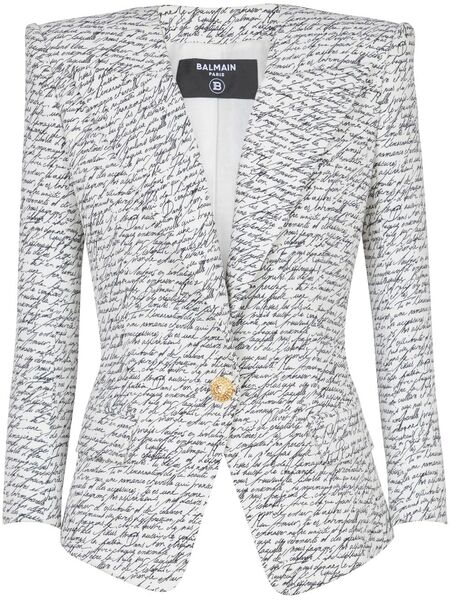  Balmain Love Letter Tailored Jacket - White 