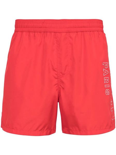  Balmain Metallic-logo Swim Shorts - Red 