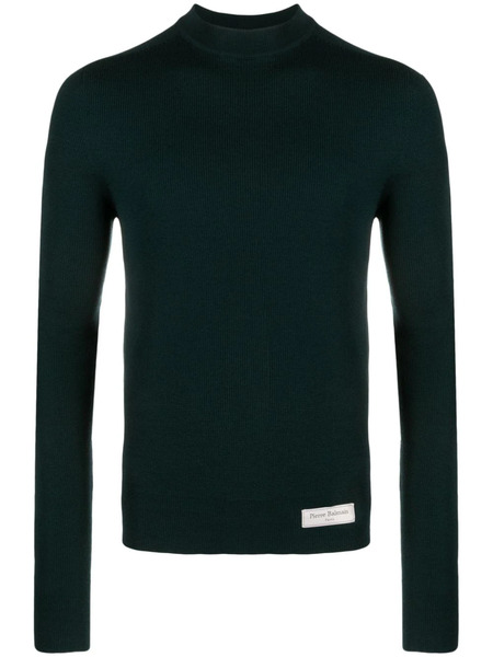  Balmain Mock-neck Merino Jumper - Green 