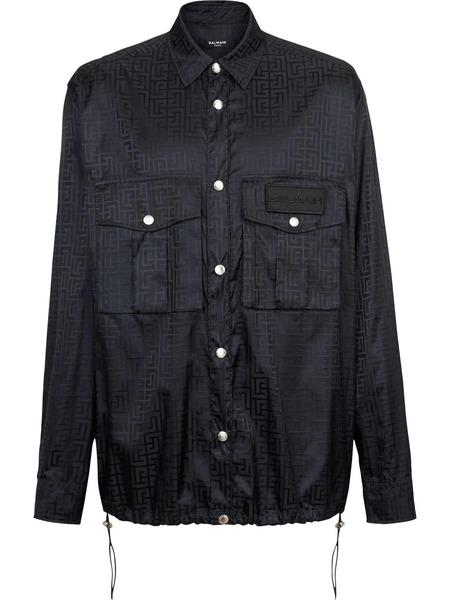  Balmain Monogram Button-up Over Shirt - Black 