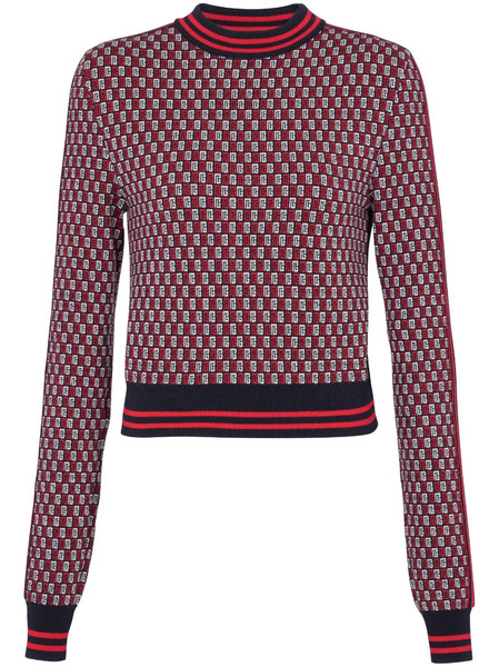  Balmain Monogram Check-pattern Jumper - Red 