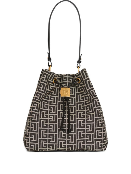  Balmain Monogram Jacquard Backpack - Black 