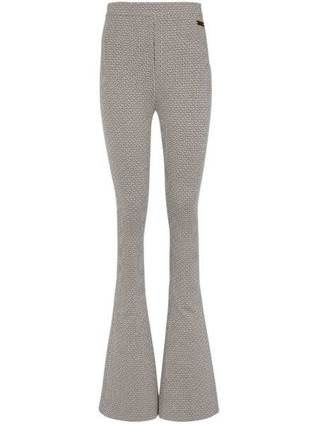  Balmain Monogram Jacquard Flared Trousers - Grey 