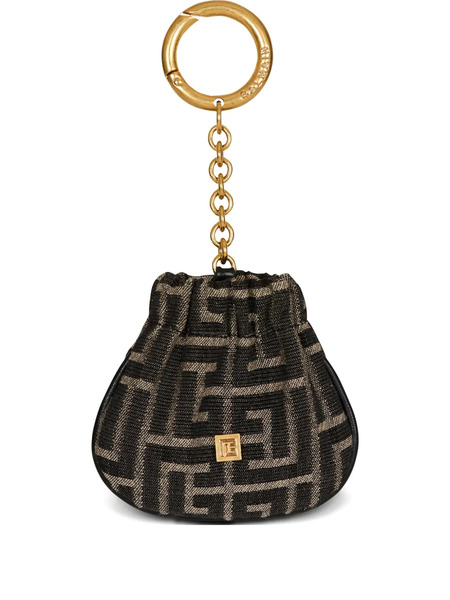  Balmain Monogram Jacquard Keyring - Black 