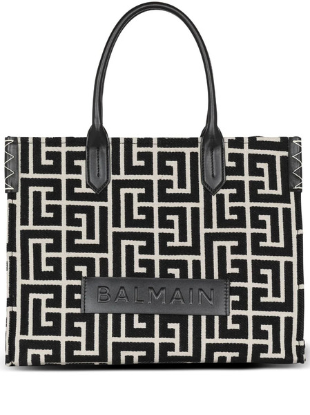  Balmain Monogram-jacquard Medium Shopper Bag - Black 