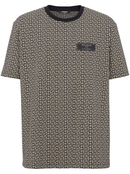 Balmain Monogram-jacquard T-shirt - Black 