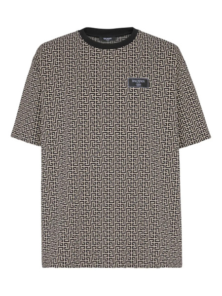 Balmain Monogram-jacquard T-shirt - Black 
