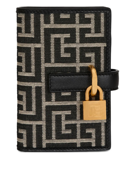  Balmain Monogram Jacquard Wallet - Black 
