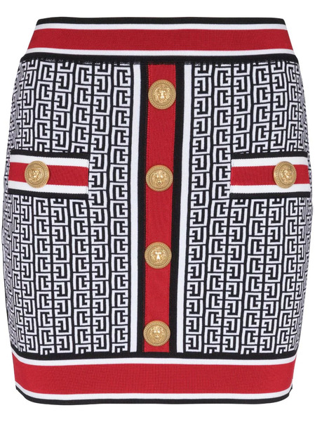  Balmain Monogram Knitted Miniskirt - Blue 