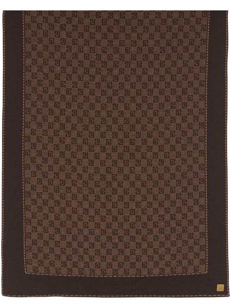  Balmain Monogram-pattern Fine-knit Scarf - Brown 